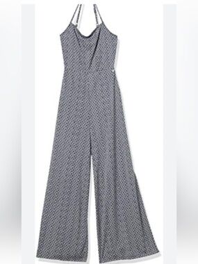 Blue Geometric Print Wide-Leg Jumpsuit